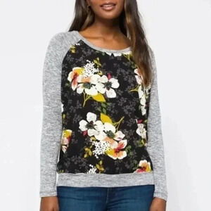 Kut From the Kloth Floral Mixed Material Top